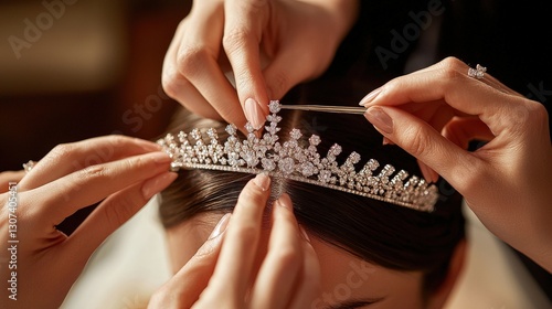 Handcrafted Gold Tiara with Tiny Diamonds for Luxurious Elegance