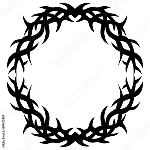 black and white circle tribal frame design , circle neo tribal for tattoo design, photo frame, cover art, or print