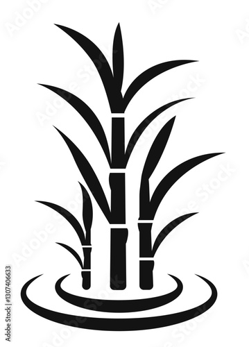 icon of sugarcane stalks with leaves growing from the ground symbolizing agriculture and sugar production.