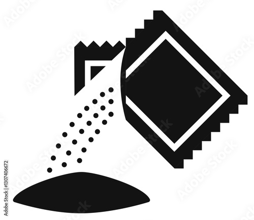 icon of a sugar packet pouring granulated sugar symbolizing sweetener or portioned sugar.