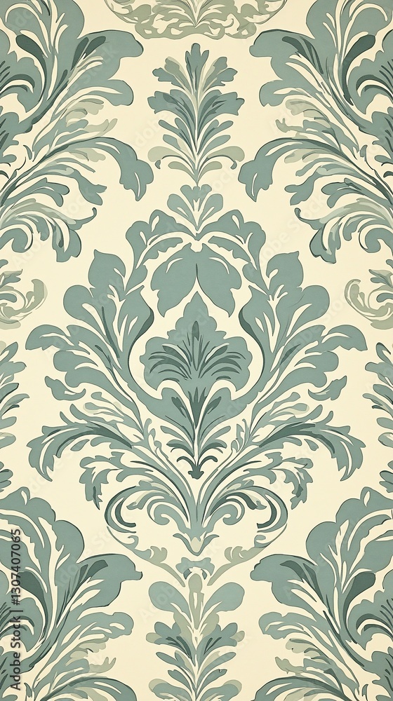 Ornate Damask Pattern Wallpaper Background Ornate Damask Pattern Wallpaper Background