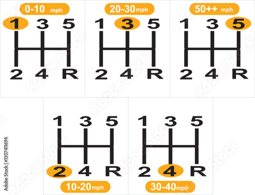 Speed levels gear shifting. vector