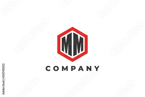 double letter m hexagon frame logo