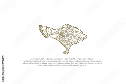 bali holiday travel island map shape artistic flower logo