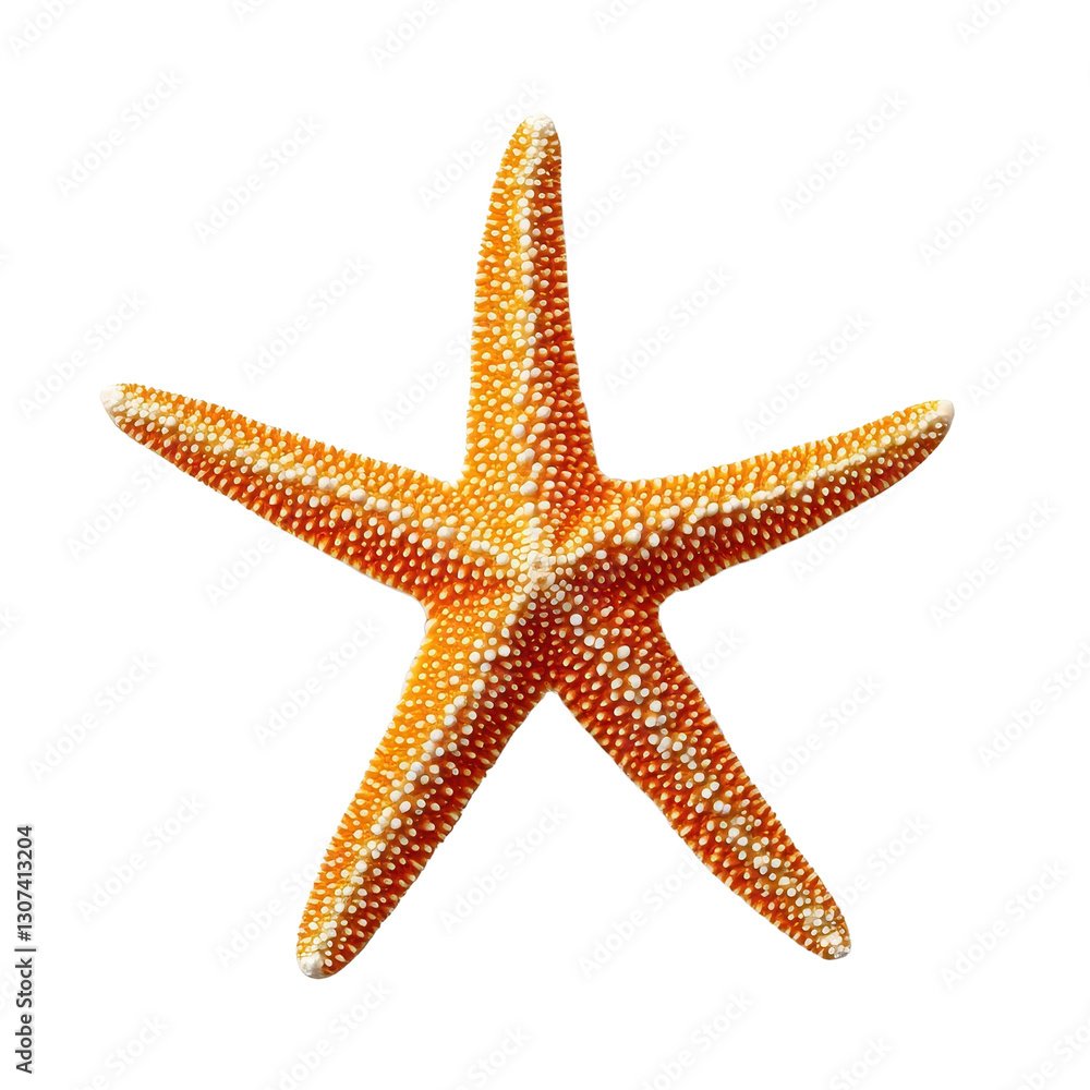 Vibrant orange starfish on a white background Vibrant orange starfish on a white background