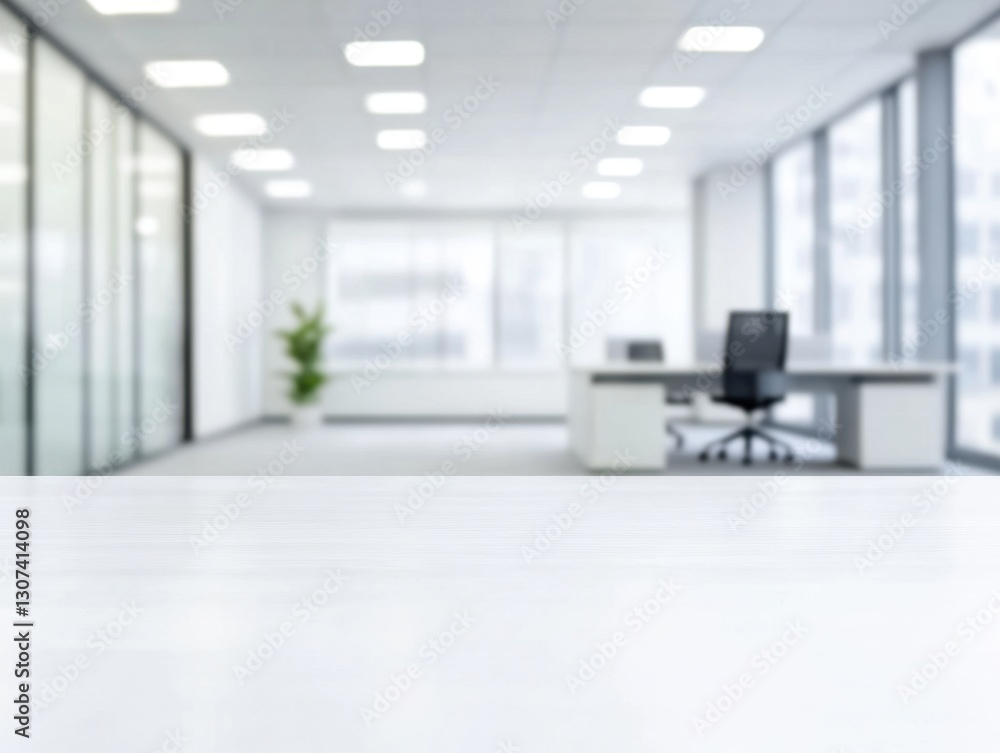 Sleek modern office space, showcasing a clean desk area in a bright and professional environment Sleek modern office space, showcasing a clean desk area in a bright and professional environment