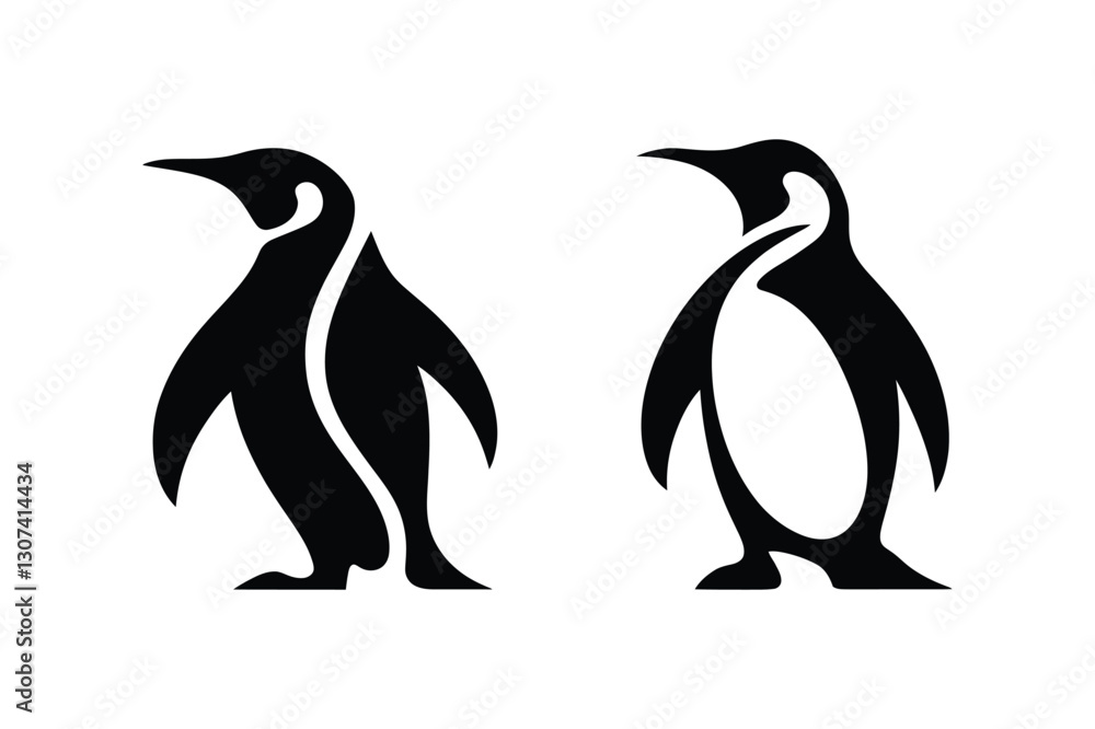 Obraz premium Penguin Silhouette Vector Set Minimalist Animal Logo Illustration