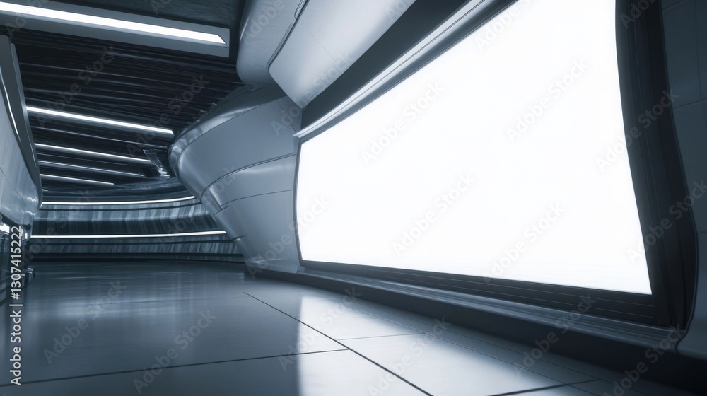 Naklejka premium Futuristic subway station with empty panel.