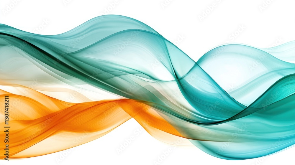 Fototapeta premium Abstract design featuring flowing waves with teal and orange colors
