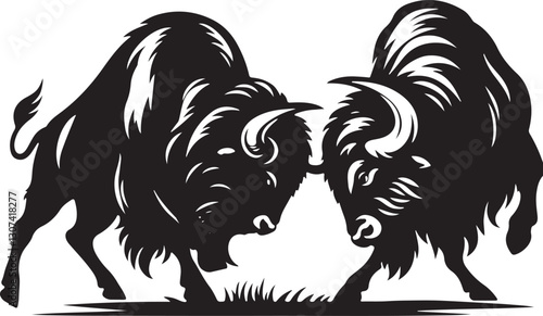 Wallpaper Mural Bison Silhouette Vector Illustration Art-16 Torontodigital.ca