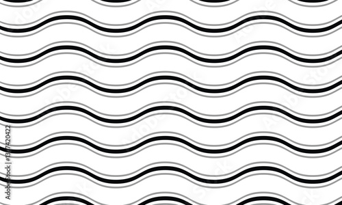 abstract trendy black grey smooth wave line pattern art perfect for background.