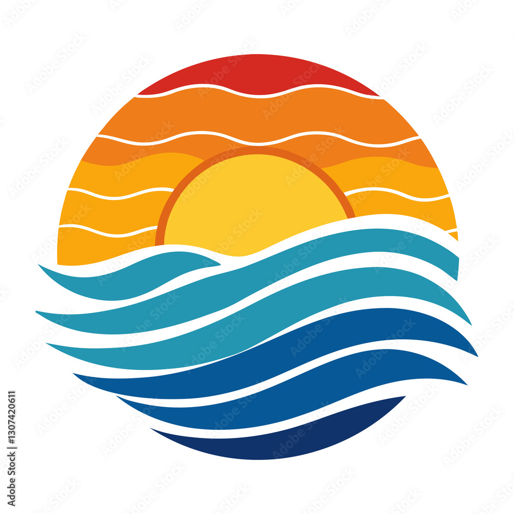 Sunset-over-ocean-waves., vector illustration of an abstract background Sunset-over-ocean-waves., vector illustration of an abstract background