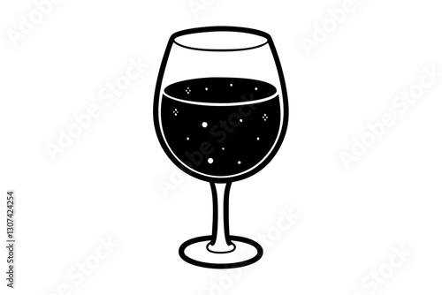  glass of red wine silhouette vector illustration, stylish glass design, drinking glass icon