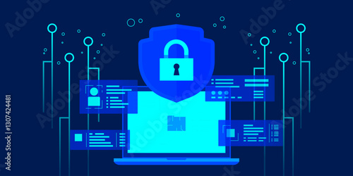 Cybersecurity and information or network protection. Future cyber technology web services for business and internet project