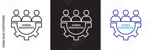 Human resources related icon .  Recruitment, office management and company structure  icons. Isolated on white and black background. Vector illustration. EPS 10