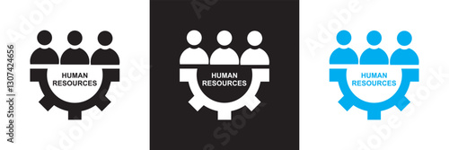 Human resources related icon .  Recruitment, office management and company structure  icons. Isolated on white and black background. Vector illustration. EPS 10