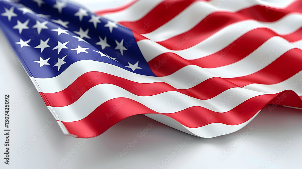Fototapeta premium Waving American Flag Illustration on White Background