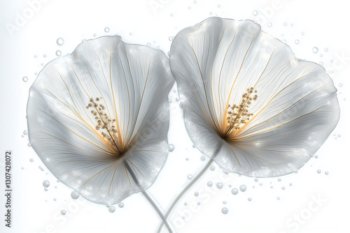 Wallpaper Mural Delicate white flowers with golden centers surrounded by glistening water droplets Torontodigital.ca