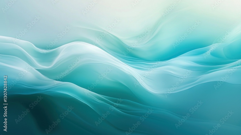 Fototapeta premium Abstract blue and teal waves create a flowing background image
