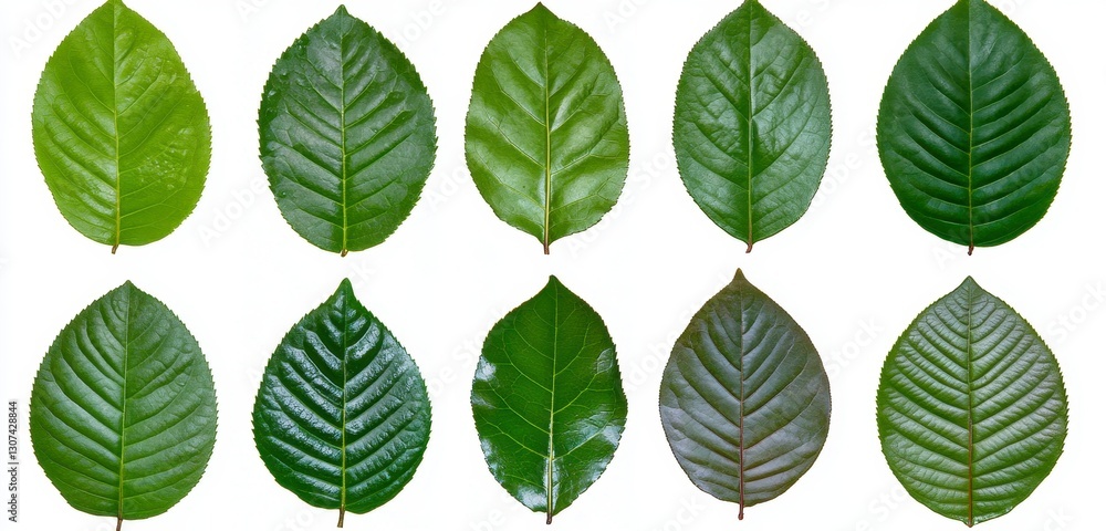 Obraz premium Collection of Green Leaves Isolated on White Background