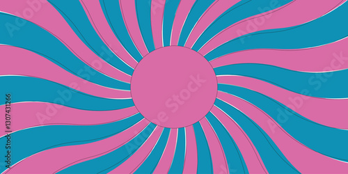 Modern seamless retro vintage burst sunrise sunbeam element spiral striped illustration retro sunburst background with green and pink color animation sunray template wallpaper design 