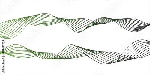 modern design featuring abstract wavy grey and blue lines blending on a white background. Geometric design used for parallel lines pattern and Digital landscape for presentations.