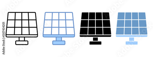 Solar Panel Icon Set Multiple Style Collection
