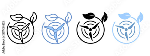 Wind Power Icon Set Multiple Style Collection