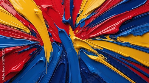 Vibrant Paint Brushstroke Textures with Thick Layered Primary Colors in a Bold Abstract

