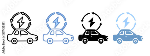 Electric Car Icon Set Multiple Style Collection
