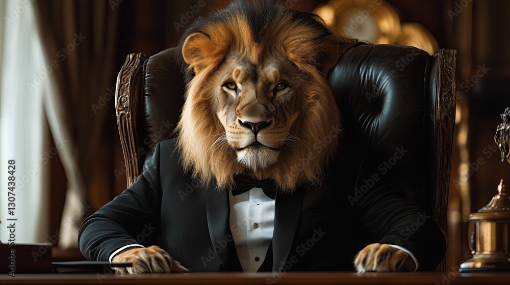 Animal in suit sitting at an executive desk Animal in suit sitting at an executive desk