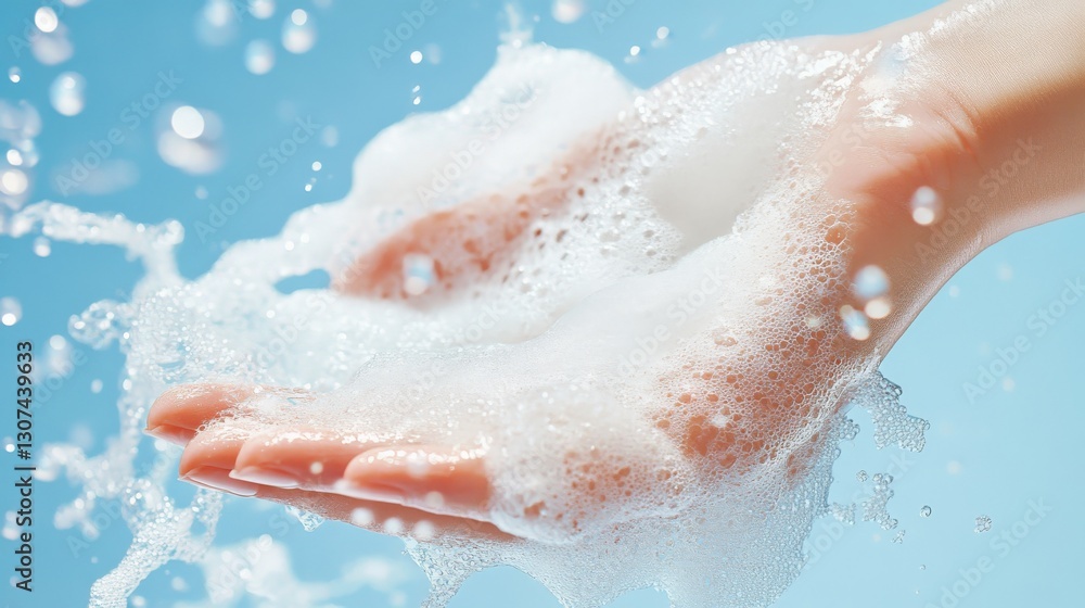 Fototapeta premium Close-Up of Woman's Hand with Ocean Foam