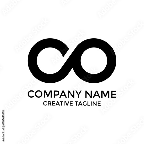 Initial lowercase letter CO linked circle rounded logo vector template and illustration