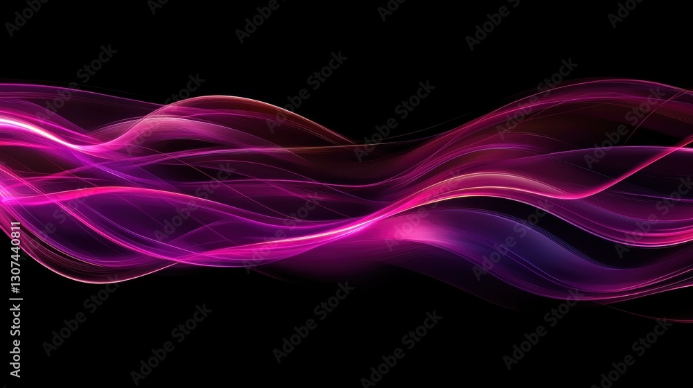 Abstract flowing purple and pink waves against black background Abstract flowing purple and pink waves against black background