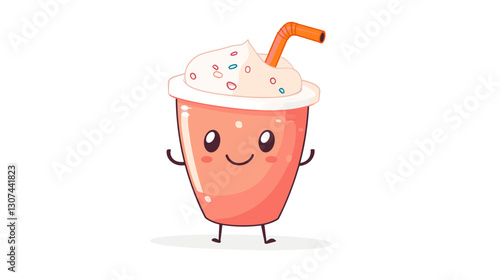 Cute anthropomorphic protein shake cartoon illustration