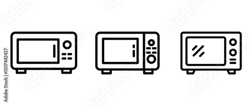 microwave-oven outline or line icon design bundle.