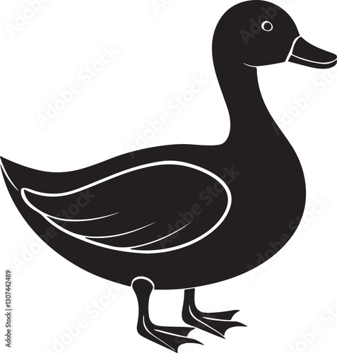 Simple Duck  Art Silhouette Vector Vol - 3 ,farm, wildlife, animals, clip art, sign, poultry, geese