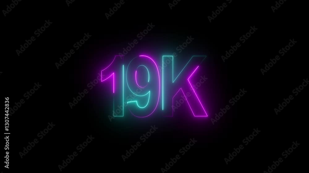 19K Electric lighting text with animation on black background, 19K subscribers thank you text font with light. Luminous and shimmering haze inside the letters of the text 19K 4k video 19K Electric lighting text with animation on black background, 19K subscribers thank you text font with light. Luminous and shimmering haze inside the letters of the text 19K 4k video