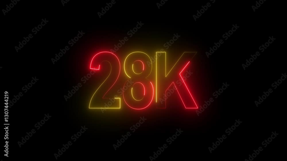 28 K Electric lighting text with animation on black background, 28K subscribers thank you text font with light. Luminous and shimmering haze inside the letters of the text 28K 4k video 28 K Electric lighting text with animation on black background, 28K subscribers thank you text font with light. Luminous and shimmering haze inside the letters of the text 28K 4k video