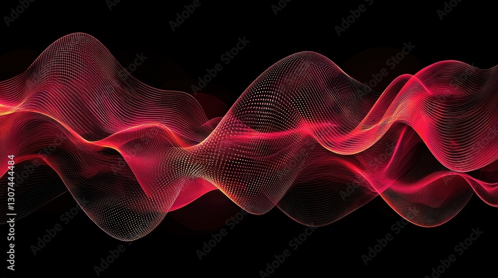 Fototapeta premium Abstract digital artwork depicts fluid wave patterns in vibrant red colors