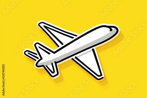 Sticker-Style Outline Airplane