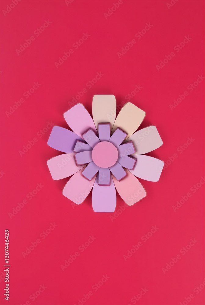 Colorful Block Flower on Earthy Background Colorful Block Flower on Earthy Background