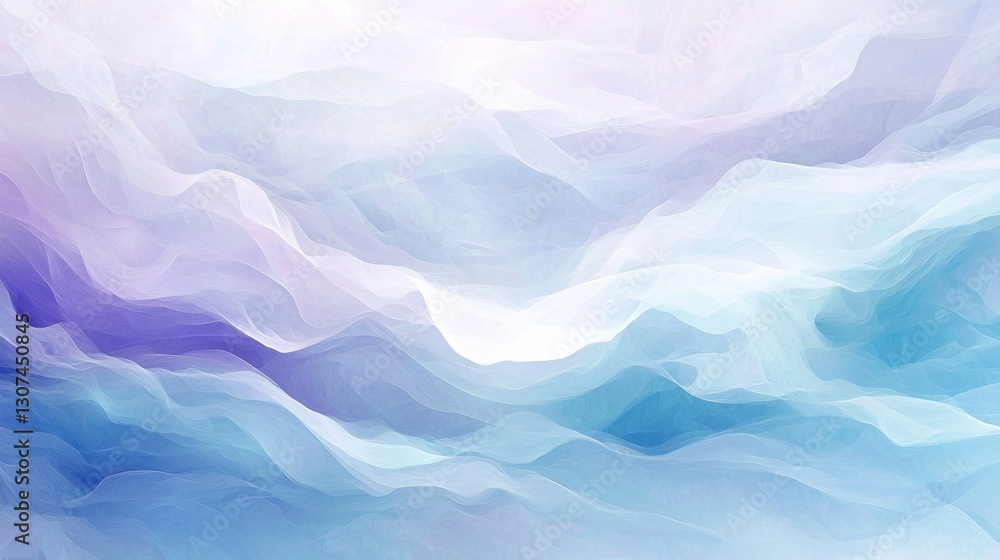 Abstract artwork depicting layered translucent waves with multiple colors Abstract artwork depicting layered translucent waves with multiple colors