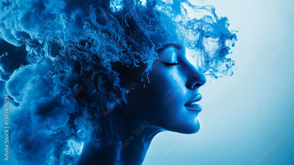 Artistic Double Exposure of a Woman with Liquid Patterns Artistic Double Exposure of a Woman with Liquid Patterns