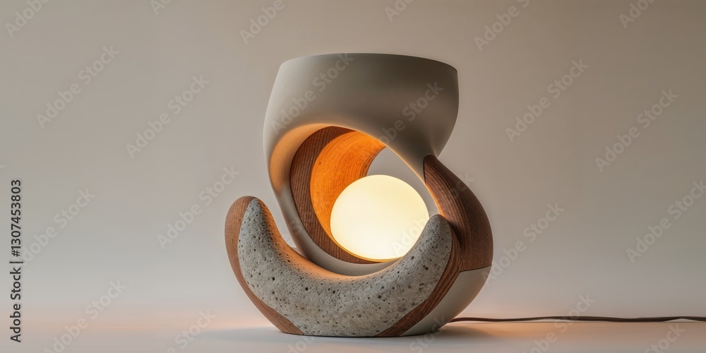 Sculptural art lamp with organic design warm illumination. Sculptural art lamp with organic design warm illumination.
