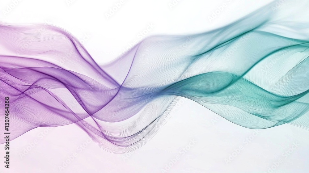 Abstract flowing ribbons of purple blue and teal on white Abstract flowing ribbons of purple blue and teal on white