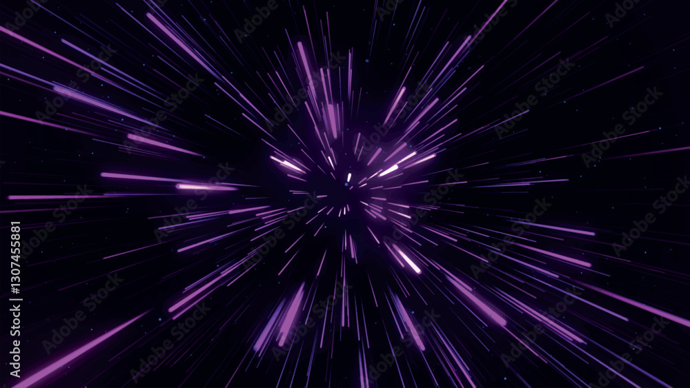 Fototapeta premium Fireworks graphic shapes. Real festive colorful fireworks. Bright explosion of fireworks lights. Multicolored lines on dark background. Abstract explosion. Motion effect. Vector illustration