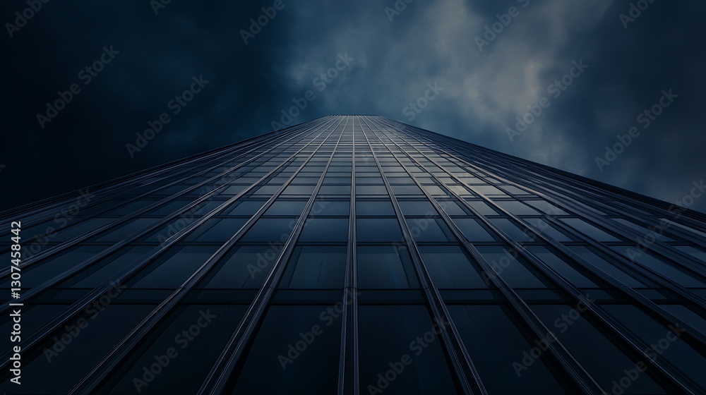 Close-up image of a skyscraper showcasing geometric architecture details. Close-up image of a skyscraper showcasing geometric architecture details.
