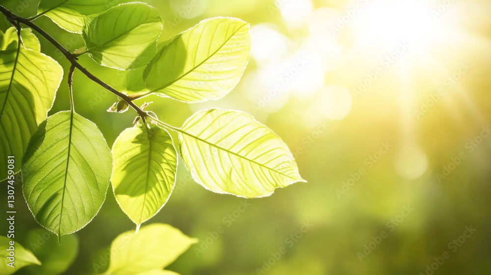 Sunlit green leaves in nature with bright sunlight and vibrant foliage Sunlit green leaves in nature with bright sunlight and vibrant foliage