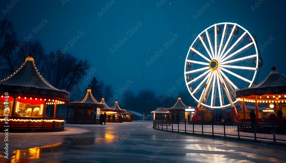 Obraz premium a large ferris wheel sitting on top of a snow covered ground